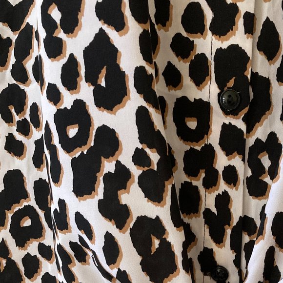 susan graver button down silky top NWOT leopard print size 24W black white - Picture 6 of 11